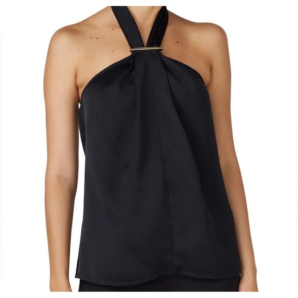 Jason Wu Satin Front Bar Halter Top Black Size‎ 4